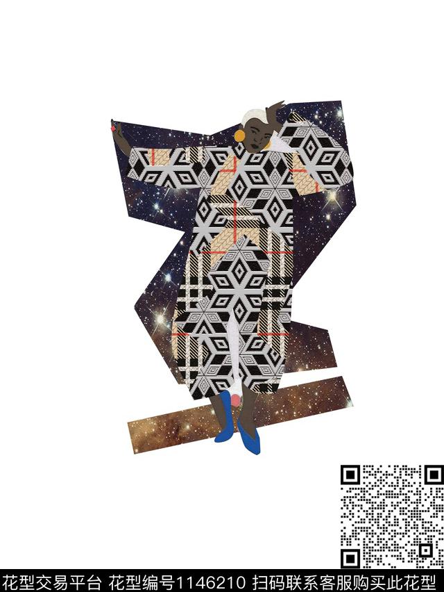 抽象复古男装数码印花花型下载（图片编号: 1146210） - 瓦栏（Walan）