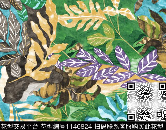 秋冬花型大牌风抽象数码印花花型下载（图片编号: 1146824） - 瓦栏（Walan）