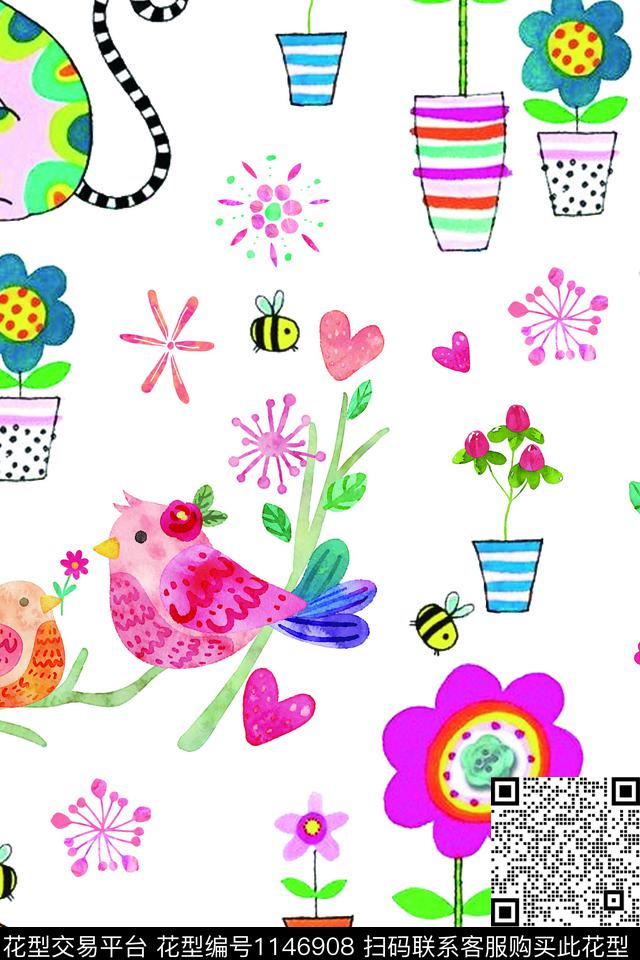 18112003-1.jpg - 1146908 - 可爱 手绘花卉 阳光 - 数码印花花型 － 童装花型设计 － 瓦栏