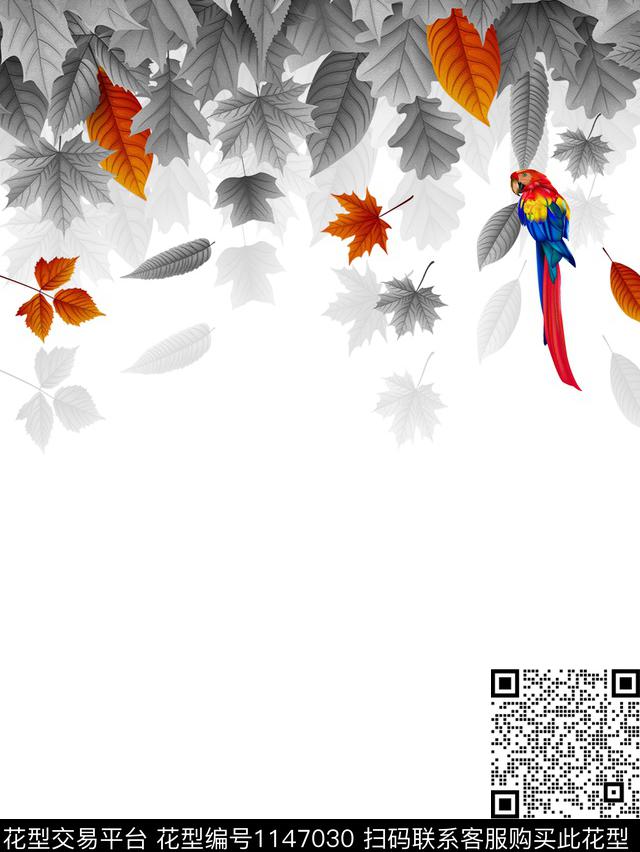 花鸟男装数码花型数码印花花型下载（图片编号: 1147030） - 瓦栏（Walan）