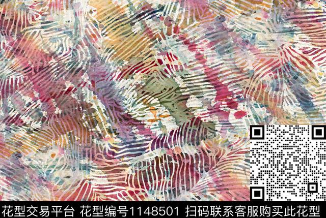 181124抽象条纹.jpg - 1148501 - 水彩 抽象 棉麻 - 数码印花花型 － 女装花型设计 － 瓦栏