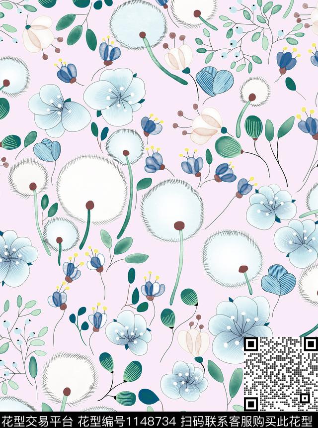 春夏花型满版散花大牌风传统印花花型下载（图片编号: 1148734） - 瓦栏（Walan）