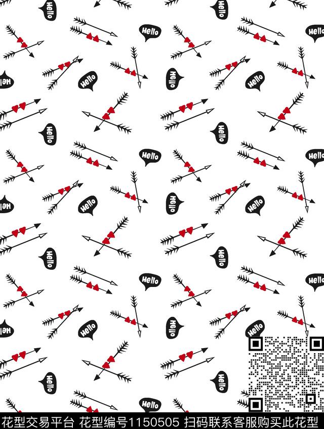 字母箭头童装传统印花花型下载（图片编号: 1150505） - 瓦栏（Walan）
