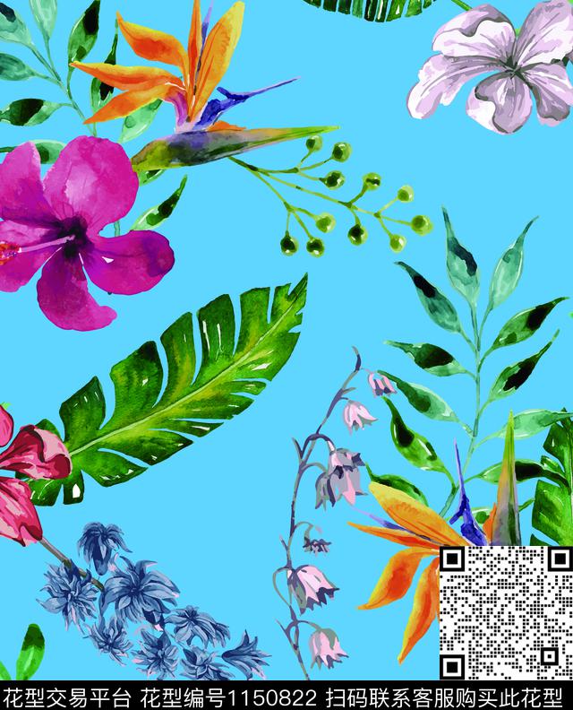 1144-3.jpg - 1150822 - 大牌风 热带花型 花卉 - 数码印花花型 － 女装花型设计 － 瓦栏