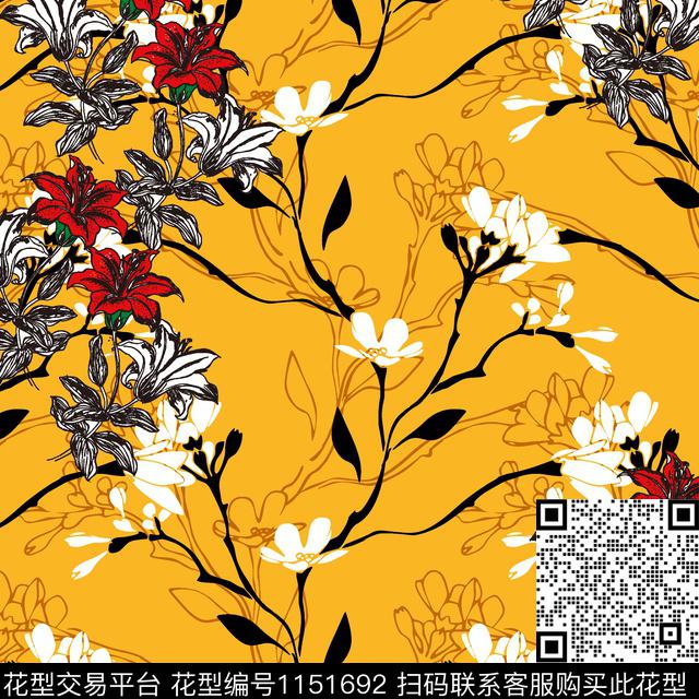 花卉.jpg - 1151692 - 大牌风 数码花型 花卉 - 数码印花花型 － 女装花型设计 － 瓦栏