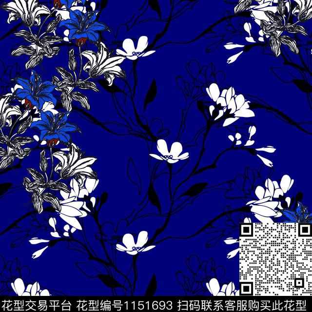 花卉-1.jpg - 1151693 - 大牌风 数码花型 花卉 - 数码印花花型 － 女装花型设计 － 瓦栏