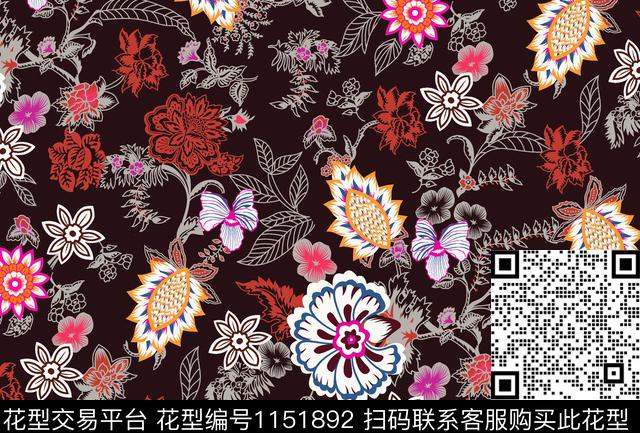 18c202.jpg - 1151892 - 传统花型 大牌风 花卉 - 传统印花花型 － 女装花型设计 － 瓦栏