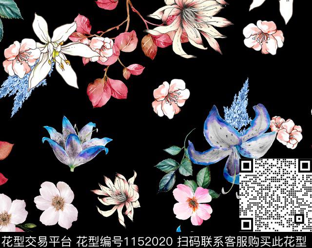 657.jpg - 1152020 - 复古 水彩花卉 热带花型 - 传统印花花型 － 女装花型设计 － 瓦栏