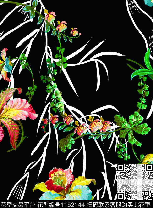 植物花卉大牌风数码印花花型下载（图片编号: 1152144） - 瓦栏（Walan）
