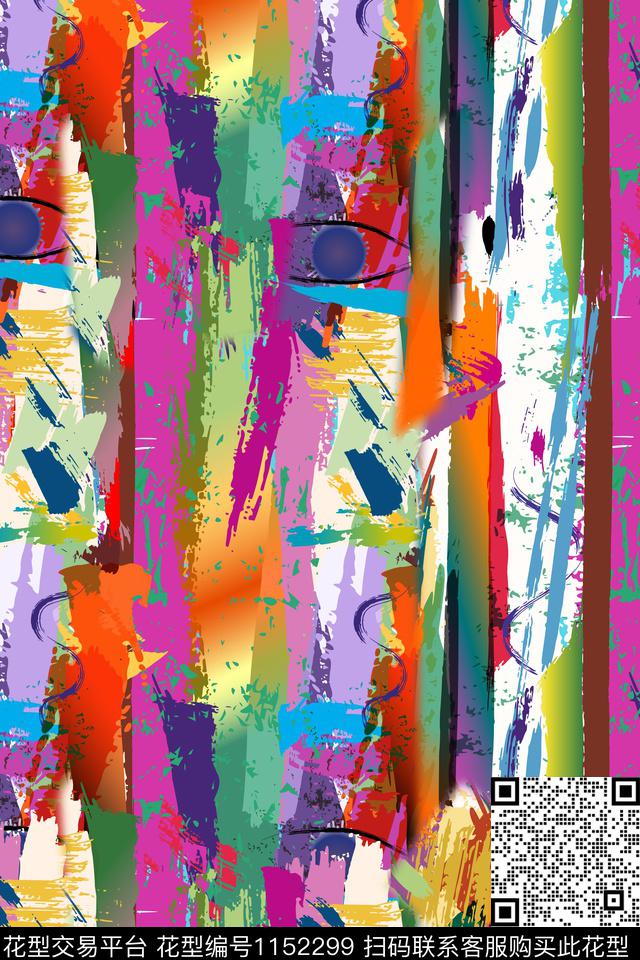 2018-12-2.jpg - 1152299 - 手绘 抽象 大牌风 - 数码印花花型 － 女装花型设计 － 瓦栏