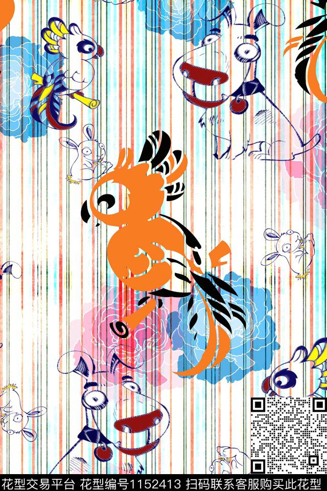 72-2.jpg - 1152413 - 动物 抽象 大牌风 - 数码印花花型 － 女装花型设计 － 瓦栏