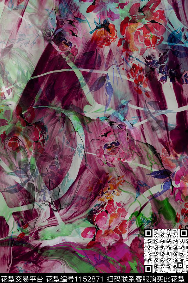 whw-0173.jpg - 1152871 - 定位花 数码花型 花卉 - 数码印花花型 － 女装花型设计 － 瓦栏
