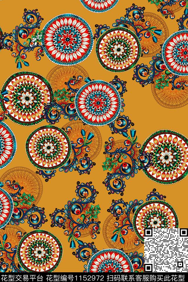 圈圈 黄、.jpg - 1152972 - 大牌风 中国 几何 - 数码印花花型 － 女装花型设计 － 瓦栏