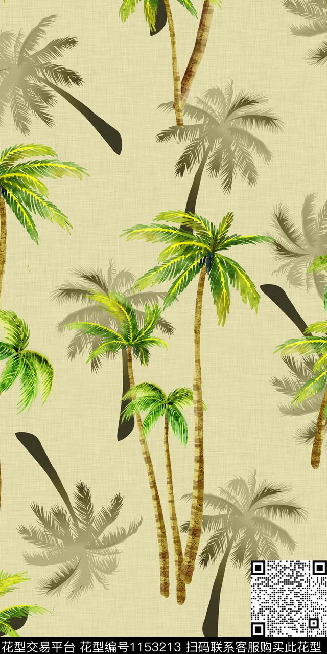 F181015-4.jpg - 1153213 - 植物 椰子树 热带花型 - 数码印花花型 － 女装花型设计 － 瓦栏