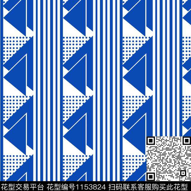 TY181205-1.jpg - 1153824 - 蓝色 几何男装 几何 - 传统印花花型 － 女装花型设计 － 瓦栏