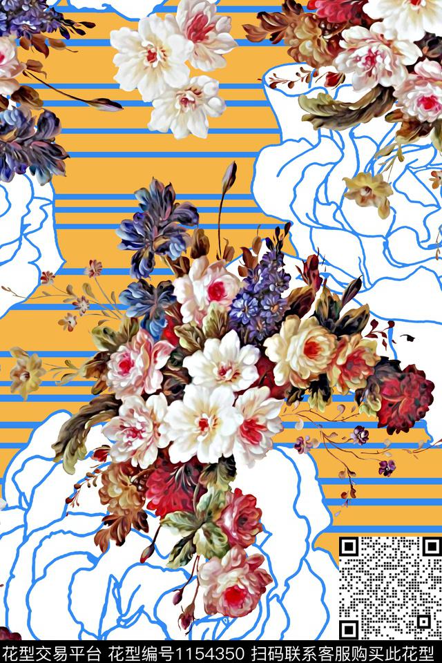 73-1.jpg - 1154350 - 大牌风 线条 花卉 - 数码印花花型 － 女装花型设计 － 瓦栏