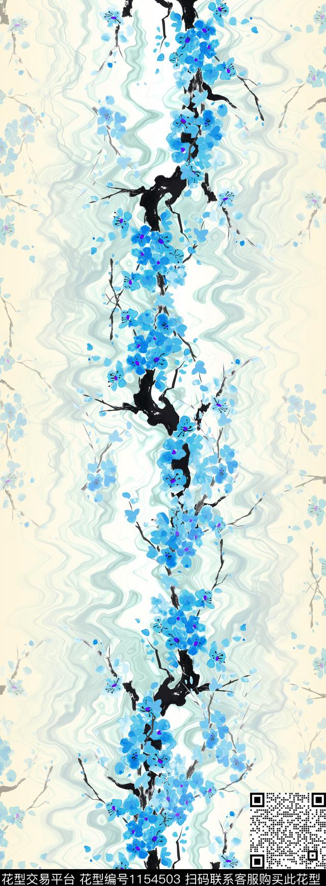 中国风梅花花卉数码印花花型下载（图片编号: 1154503） - 瓦栏（Walan）
