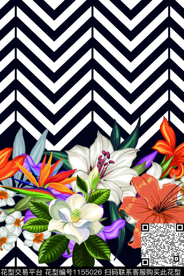 whw-0180.jpg - 1155026 - 定位花 数码花型 花卉 - 数码印花花型 － 女装花型设计 － 瓦栏