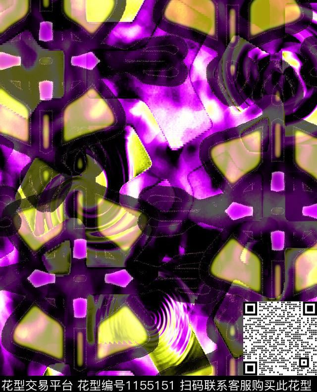 12626.jpg - 1155151 - 迷彩 抽象 几何 - 数码印花花型 － 女装花型设计 － 瓦栏
