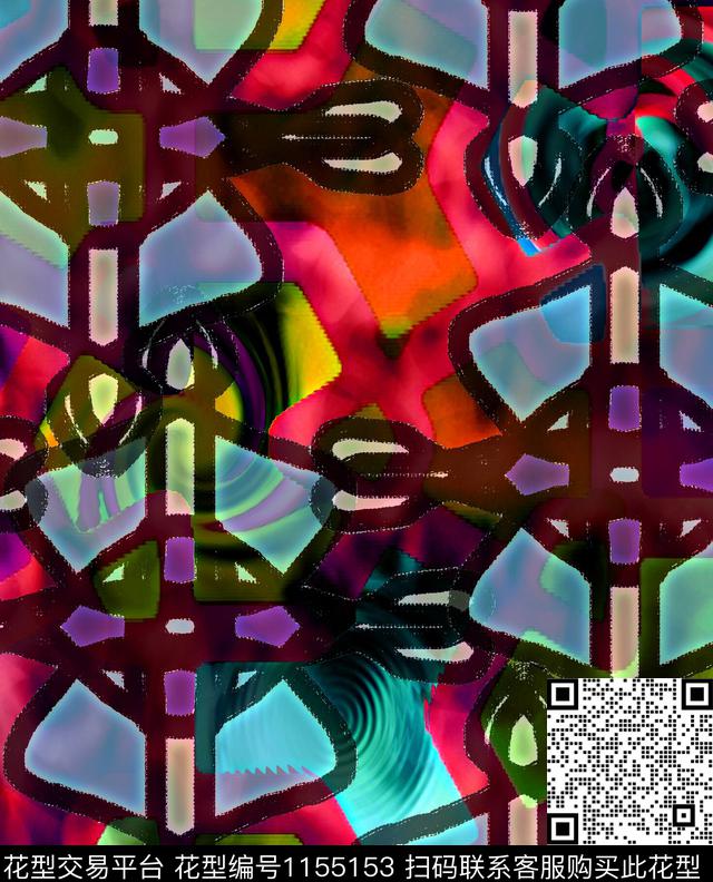 126.jpg - 1155153 - 迷彩 抽象 几何 - 数码印花花型 － 女装花型设计 － 瓦栏