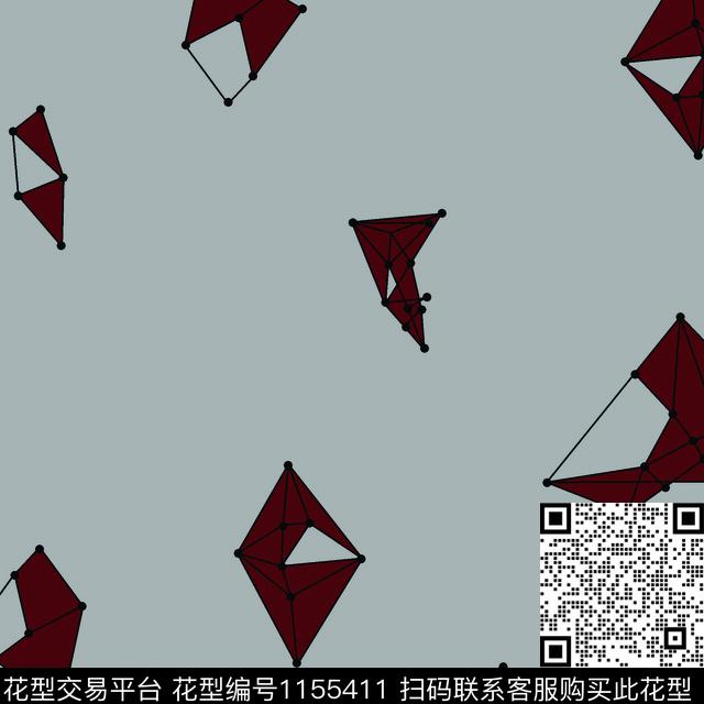 075.jpg - 1155411 - 菱形 中国 几何 - 传统印花花型 － 男装花型设计 － 瓦栏