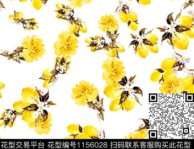 716.jpg - 1156028 - 春夏花型 柠檬 水彩花卉 - 传统印花花型 － 女装花型设计 － 瓦栏