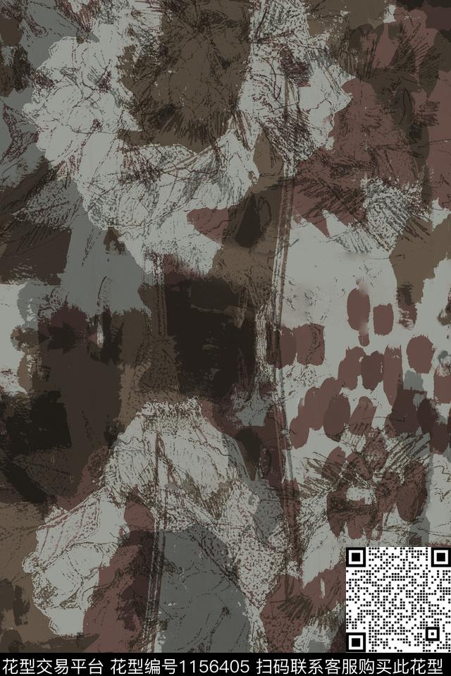 XM-1801-1.jpg - 1156405 - 笔触 抽象 艺术迷彩 - 数码印花花型 － 女装花型设计 － 瓦栏