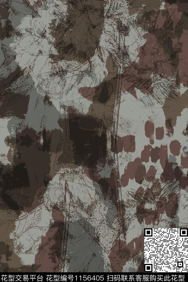 笔触抽象艺术迷彩数码印花花型下载（图片编号: 1156405） - 瓦栏（Walan）