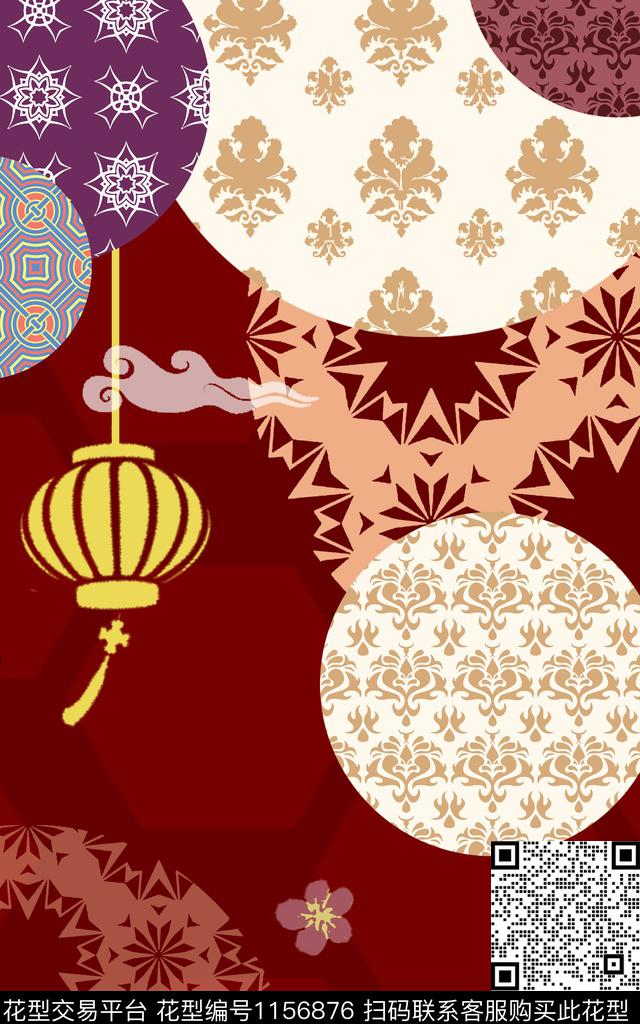 3.jpg - 1156876 - 民族风 中国 混合拼接 - 数码印花花型 － 女装花型设计 － 瓦栏