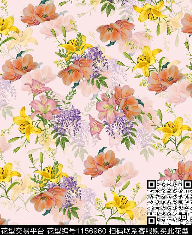zj-066.jpg - 1156960 - 春夏花型 粉色 花卉 - 数码印花花型 － 女装花型设计 － 瓦栏
