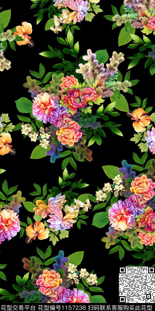1812NA04 副本.jpg - 1157238 - 数码花型 黑底花卉 抽象 - 数码印花花型 － 女装花型设计 － 瓦栏