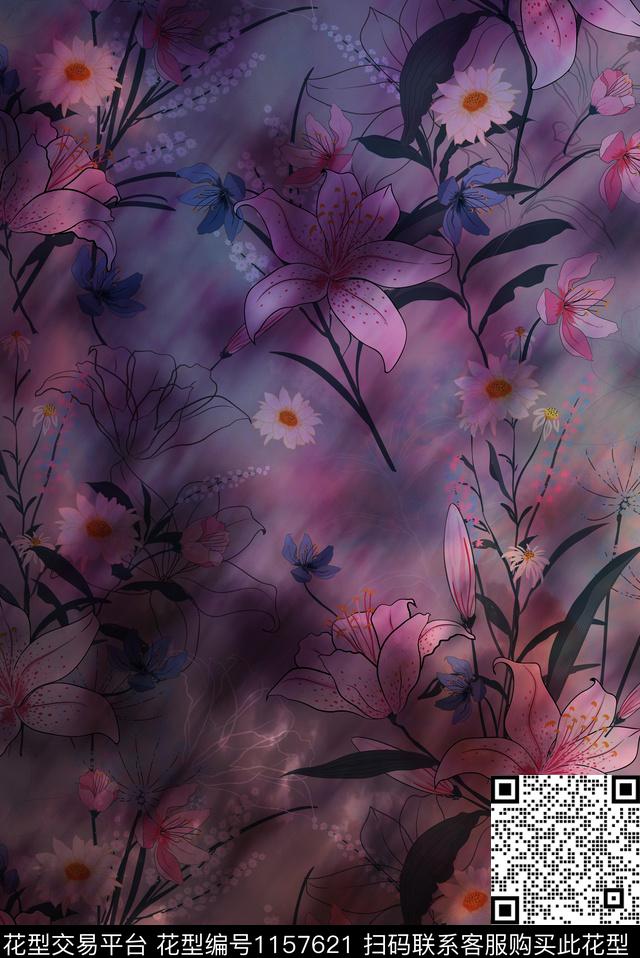 whw-0184.jpg - 1157621 - 定位花 数码花型 花卉 - 数码印花花型 － 女装花型设计 － 瓦栏