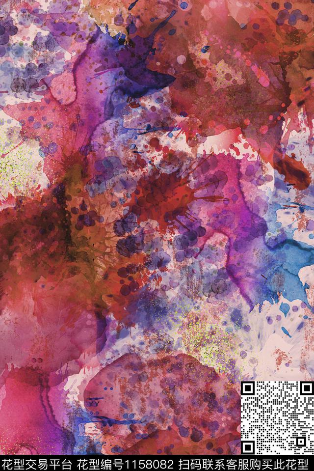 扎染花型抽象艺术迷彩数码印花花型下载（图片编号: 1158082） - 瓦栏（Walan）