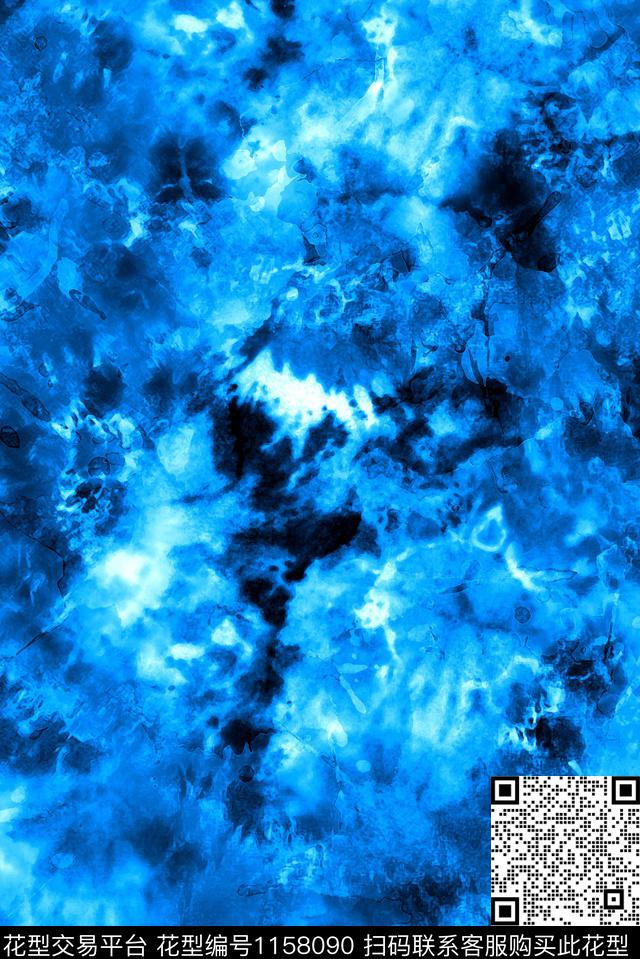 扎染花型抽象艺术迷彩数码印花花型下载（图片编号: 1158090） - 瓦栏（Walan）