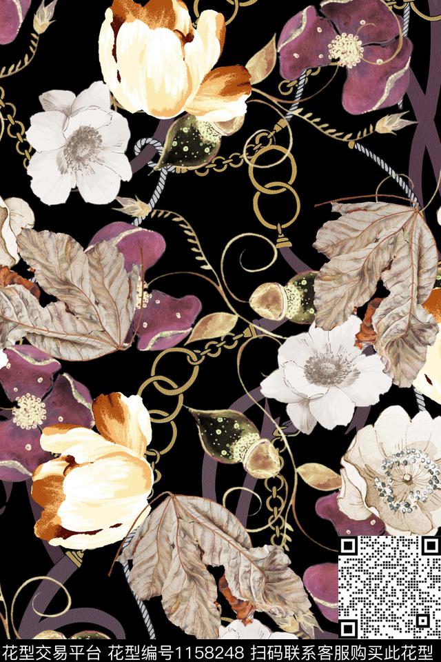 数码花型链条花卉数码印花花型下载（图片编号: 1158248） - 瓦栏（Walan）