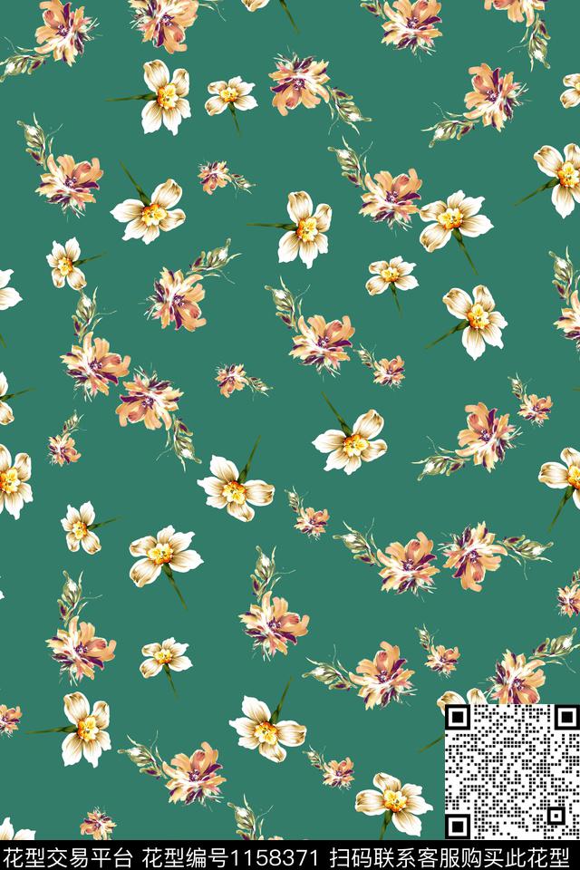 清爽底花卉小碎花小清新数码印花花型下载（图片编号: 1158371） - 瓦栏（Walan）
