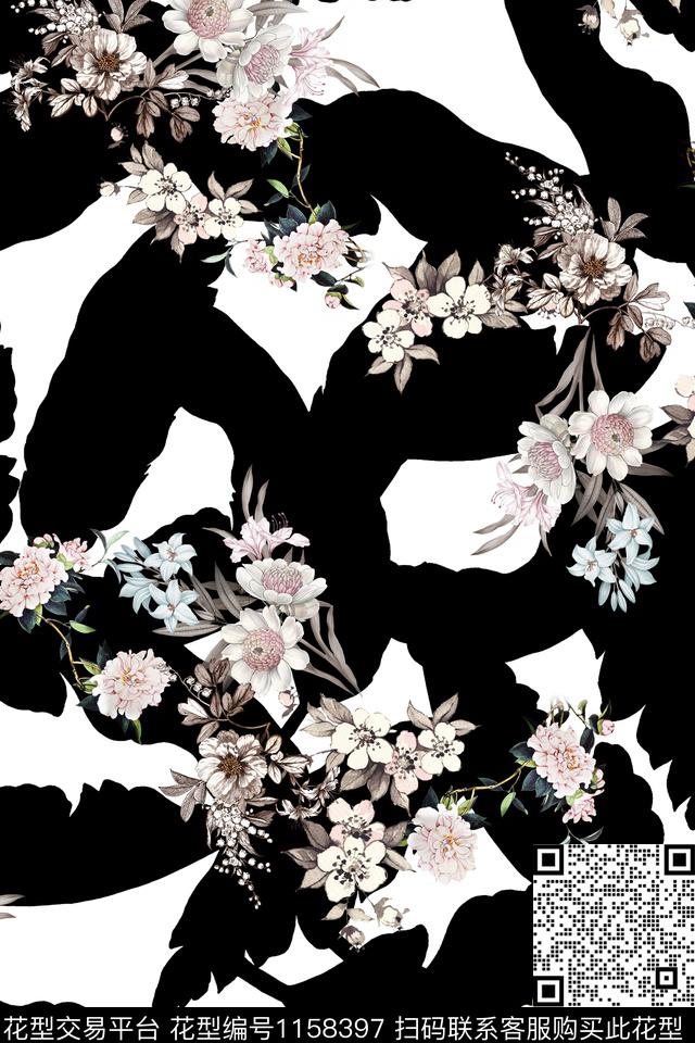 数码花型几何花卉数码印花花型下载（图片编号: 1158397） - 瓦栏（Walan）