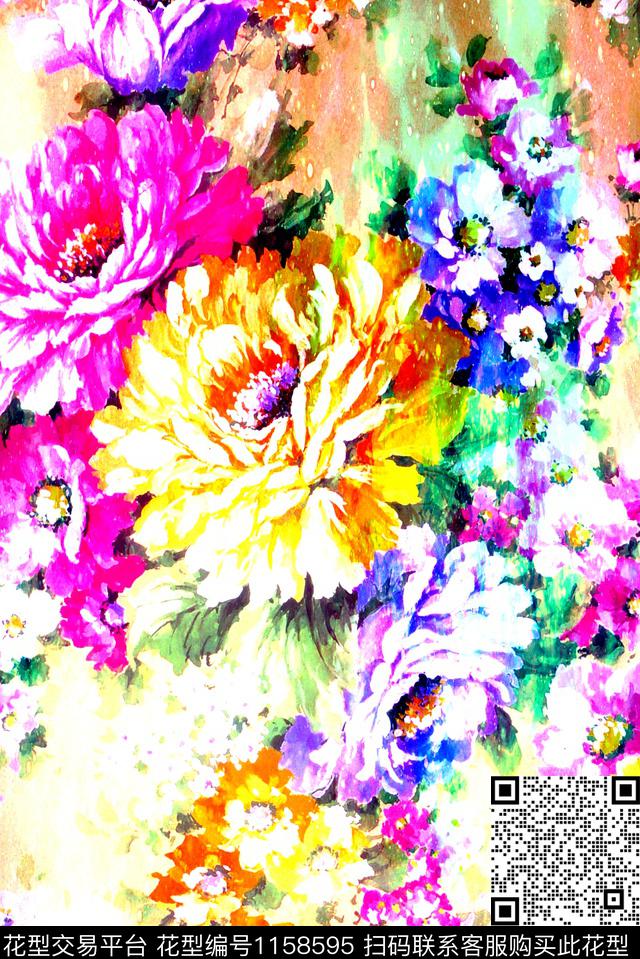 whw-0185.jpg - 1158595 - 定位花 数码花型 花卉 - 数码印花花型 － 女装花型设计 － 瓦栏