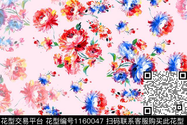 手绘油花-粉.jpg - 1160047 - 抽象花卉 数码花型 抽象 - 数码印花花型 － 女装花型设计 － 瓦栏