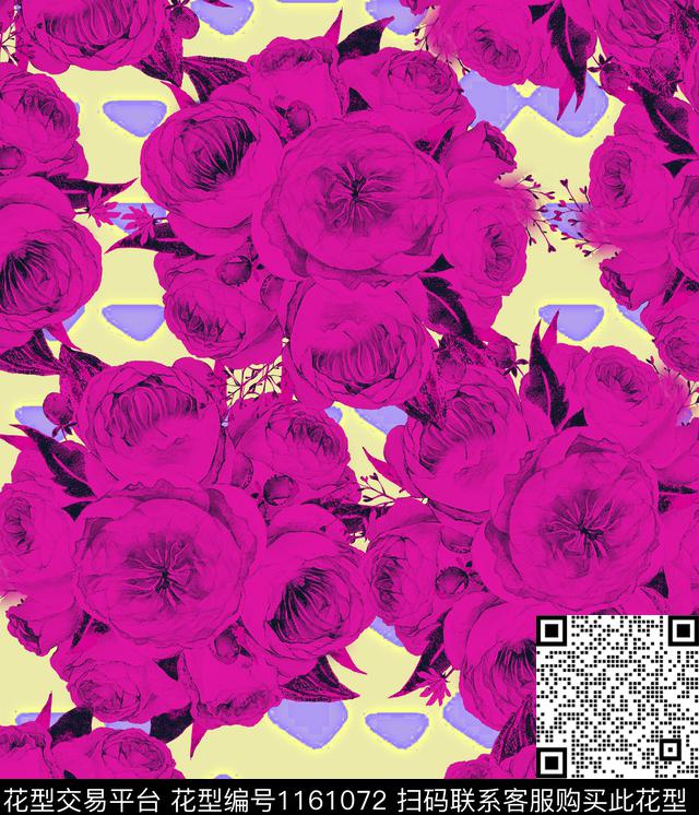 1678.jpg - 1161072 - 大牌风 几何 花卉 - 数码印花花型 － 床品花型设计 － 瓦栏