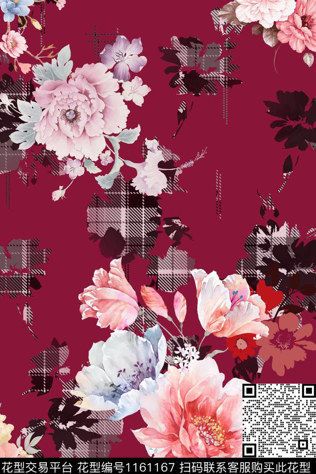 数码花型水彩花卉中国风数码印花花型下载（图片编号: 1161167） - 瓦栏（Walan）