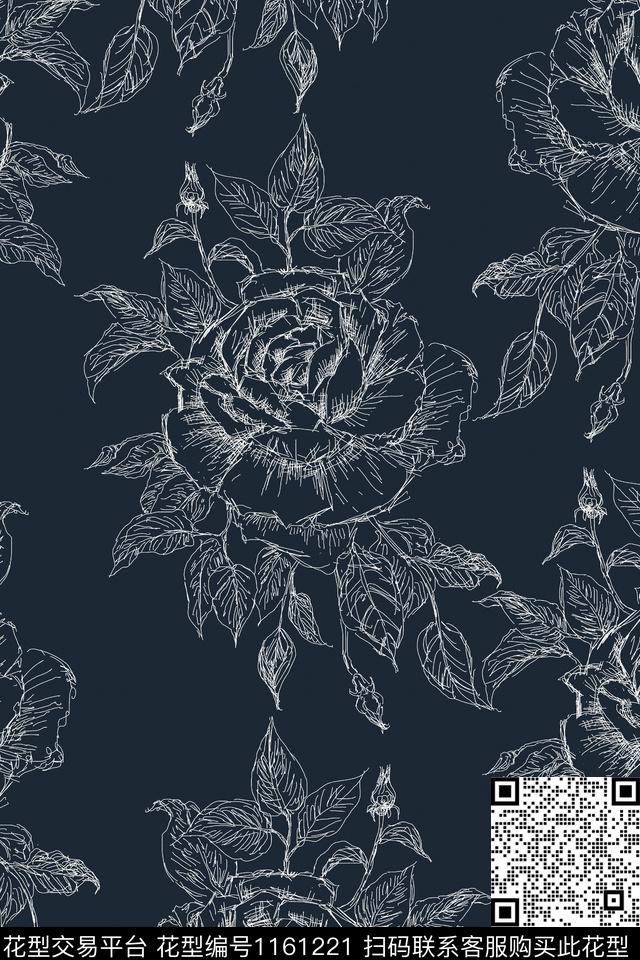 花瓣风格化花卉女装传统印花花型下载（图片编号: 1161221） - 瓦栏（Walan）