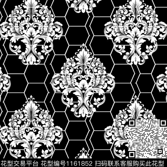 黑白花-黑色.jpg - 1161852 - 几何 格子 大牌风 - 数码印花花型 － 女装花型设计 － 瓦栏