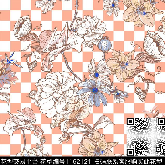 格子花.jpg - 1162121 - 几何 格子 大牌风 - 数码印花花型 － 女装花型设计 － 瓦栏