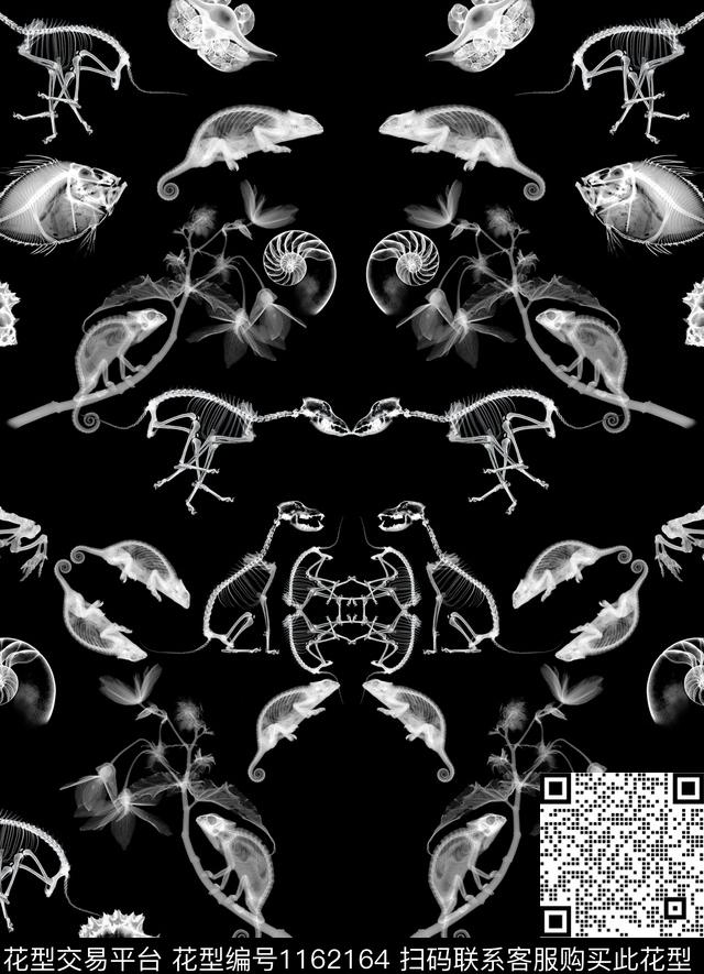 07.jpg - 1162164 - 蜥蜴 花卉 X光 - 数码印花花型 － 男装花型设计 － 瓦栏