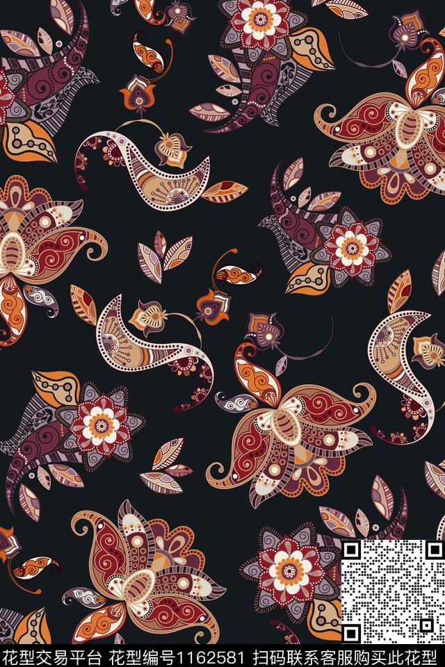 YuA8k021-f.jpg - 1162581 - 佩斯利 女装 民族风 - 传统印花花型 － 女装花型设计 － 瓦栏