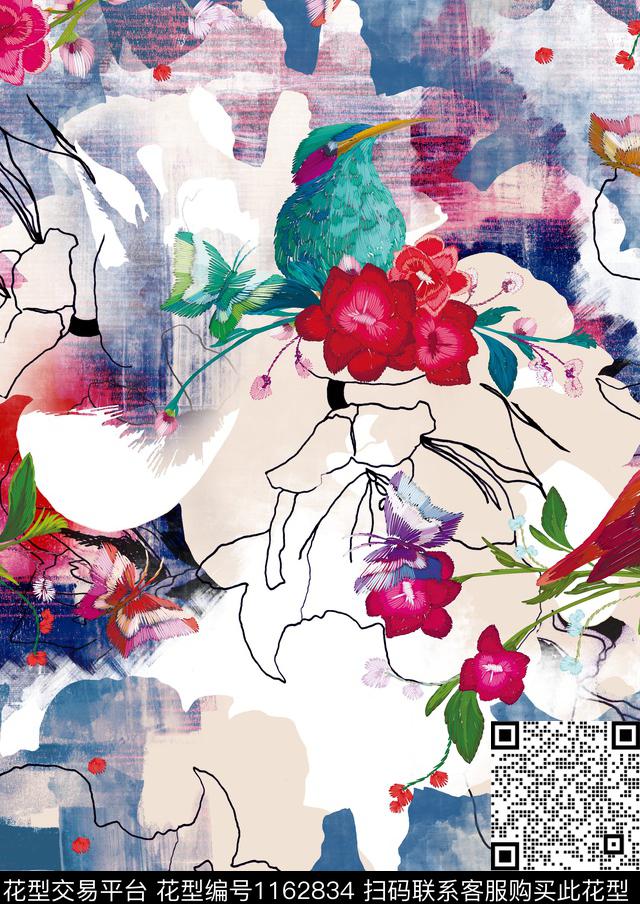 抽象花瓣花卉数码印花花型下载（图片编号: 1162834） - 瓦栏（Walan）