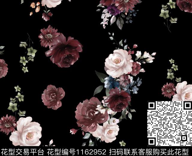 775.jpg - 1162952 - 水彩花卉 手绘花卉 手绘玫瑰 - 传统印花花型 － 女装花型设计 － 瓦栏