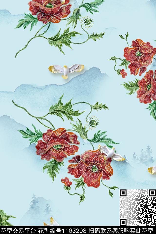 N1H-AB2408.jpg - 1163298 - 小清新 女装 花卉 - 数码印花花型 － 女装花型设计 － 瓦栏