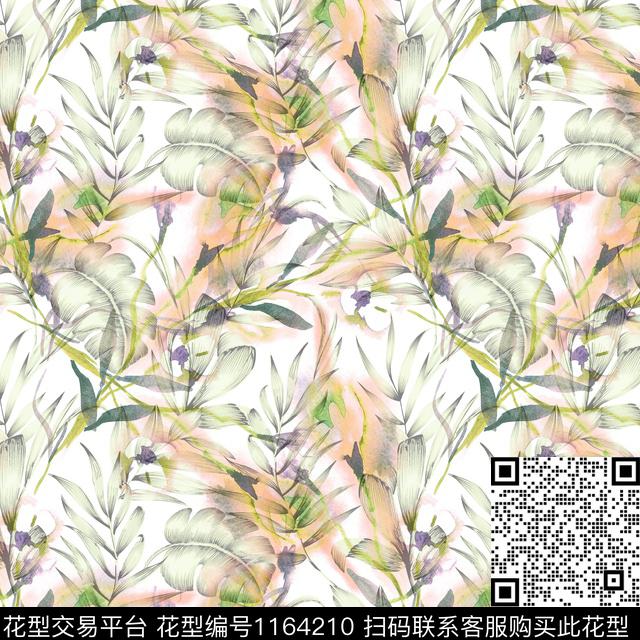 20181226b.jpg - 1164210 - 花卉 绿植树叶 数码花型 - 数码印花花型 － 女装花型设计 － 瓦栏